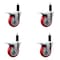 Service Caster 4'' SS Red Poly Swivel 1-1/8'' Expanding Stem Caster Set Total Lock Brake, 4PK SCC-SSEXTTL20S414-PPUB-RED-118-4 - alternate 1